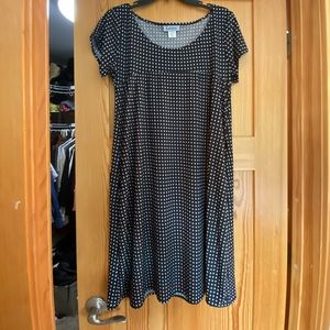 Karina black dress white polka dots.